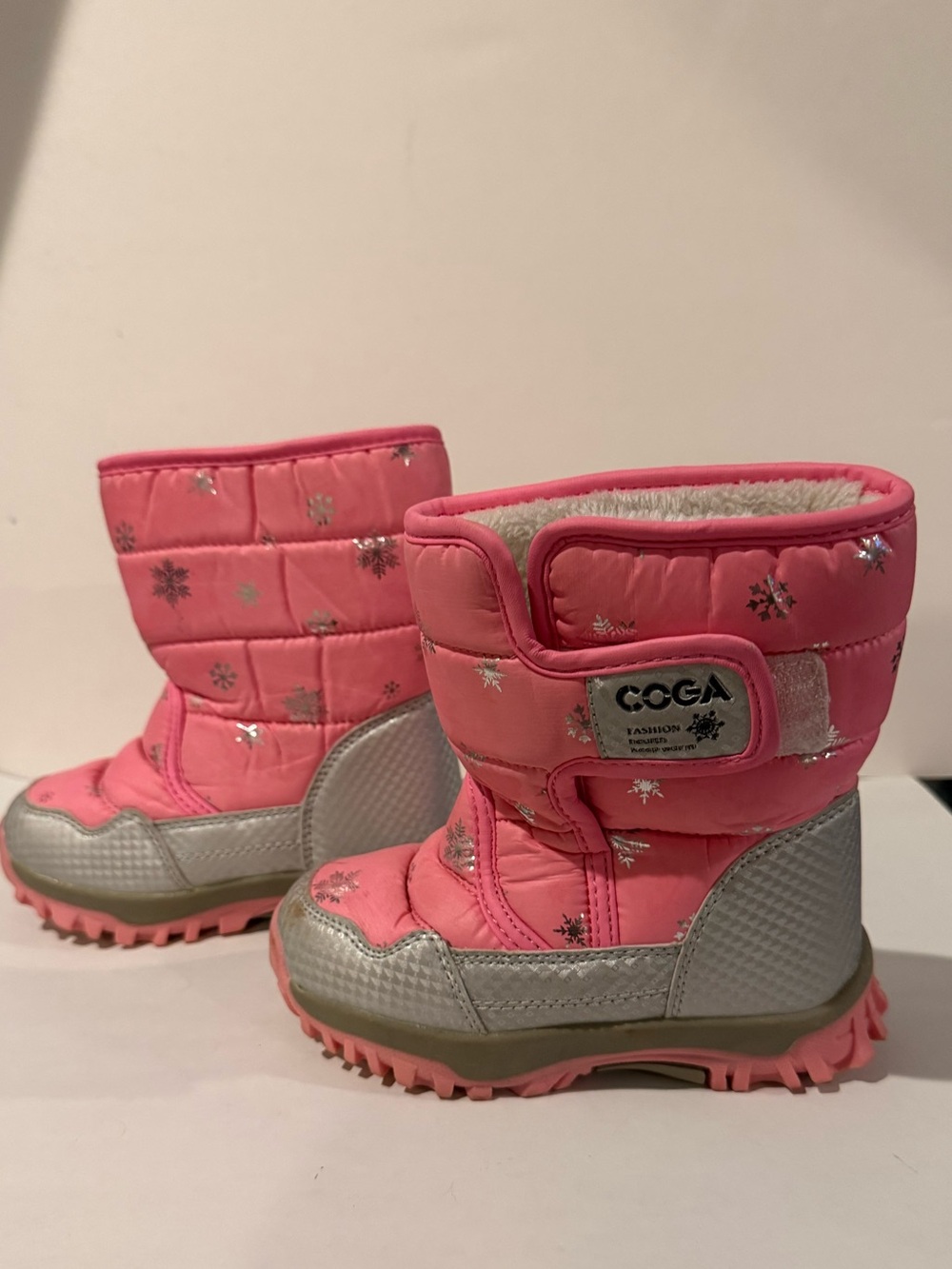 COGA Kids Snowflake Winter Snow Boots in Pink/Silver
